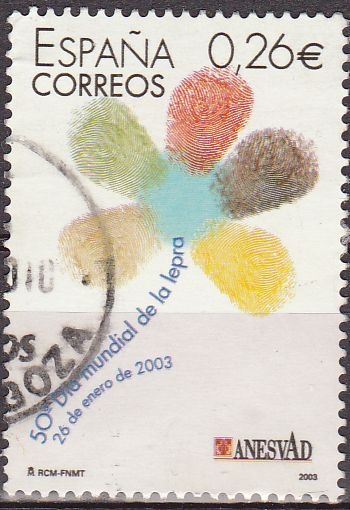 España 2003 3959 Sello º Dia Mundial de la Lepra Margarita Logotipo Timbre Espagne Spain Spagna